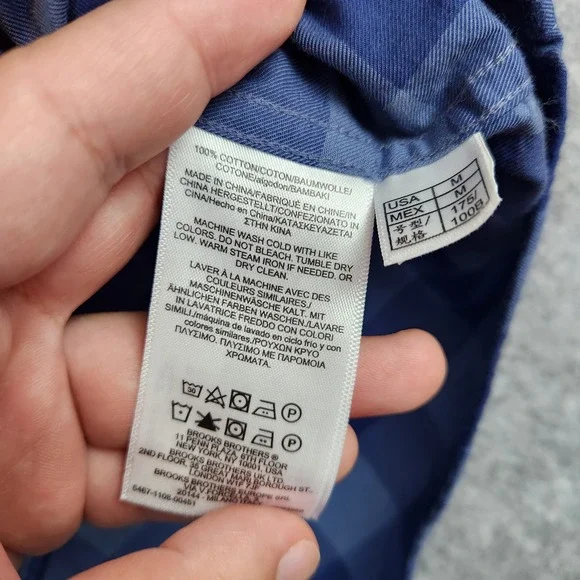 Brooks Brothers 1818 Regent Fit Shirt Men M Blue Buffalo Check Plaid Button Down - Picture 4 of 7